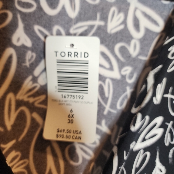 NWT Torrid Hearts Print Mini Studio Knit Surplice Dress Black White 6X Pockets - Picture 5 of 16